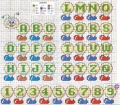 Schema punto croce Ricamo Lettere color pastello alfabeto